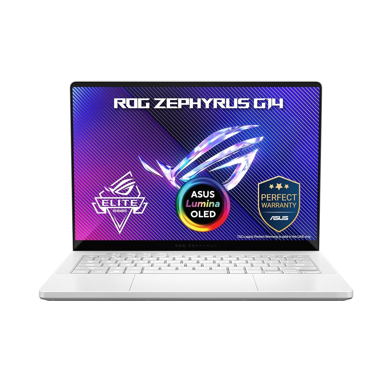 ASUS ROG Zephyrus G14 (Platinum White) Gaming Laptop | NVIDIA RTX 5050 8GB | AMD Ryzen™ 9 270 | 16GB RAM |1TB SSD |14" 3K OLED 120Hz | Win11 [GA403UH-OLED9161W]