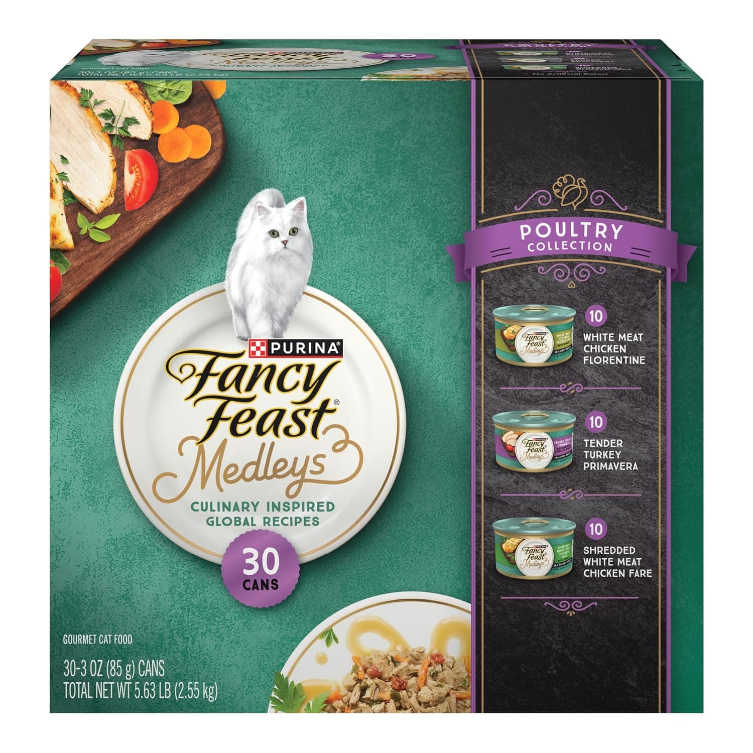 Purina Fancy Feast Medleys Poultry Collection Wet Cat Food Variety Pack - (Pack of 30) 3 oz. Cans