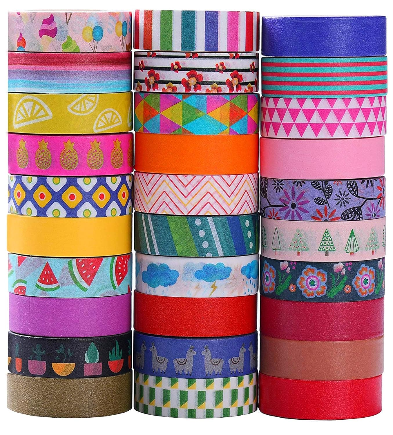 Ninico 30 Rolls Washi Tape Set - 10mm Wide, Colorful Flower Style Design, Decorative Masking Tape for DIY Craft Scrapbooking Gift Wrapping