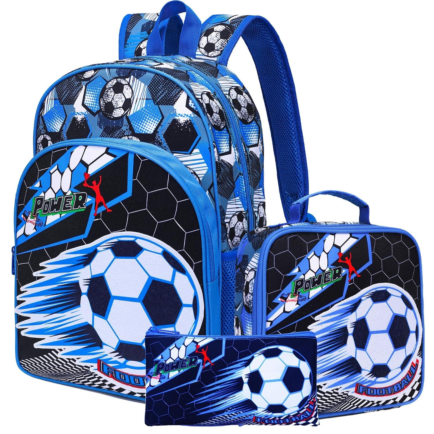 3PCS Backpack for Kids, Boys or Girls School Backpacks with Lunch Box and Pencil Case, 15.7" Lightweight Little Kid Book Bag for Kindergarten Elementary Teens to School