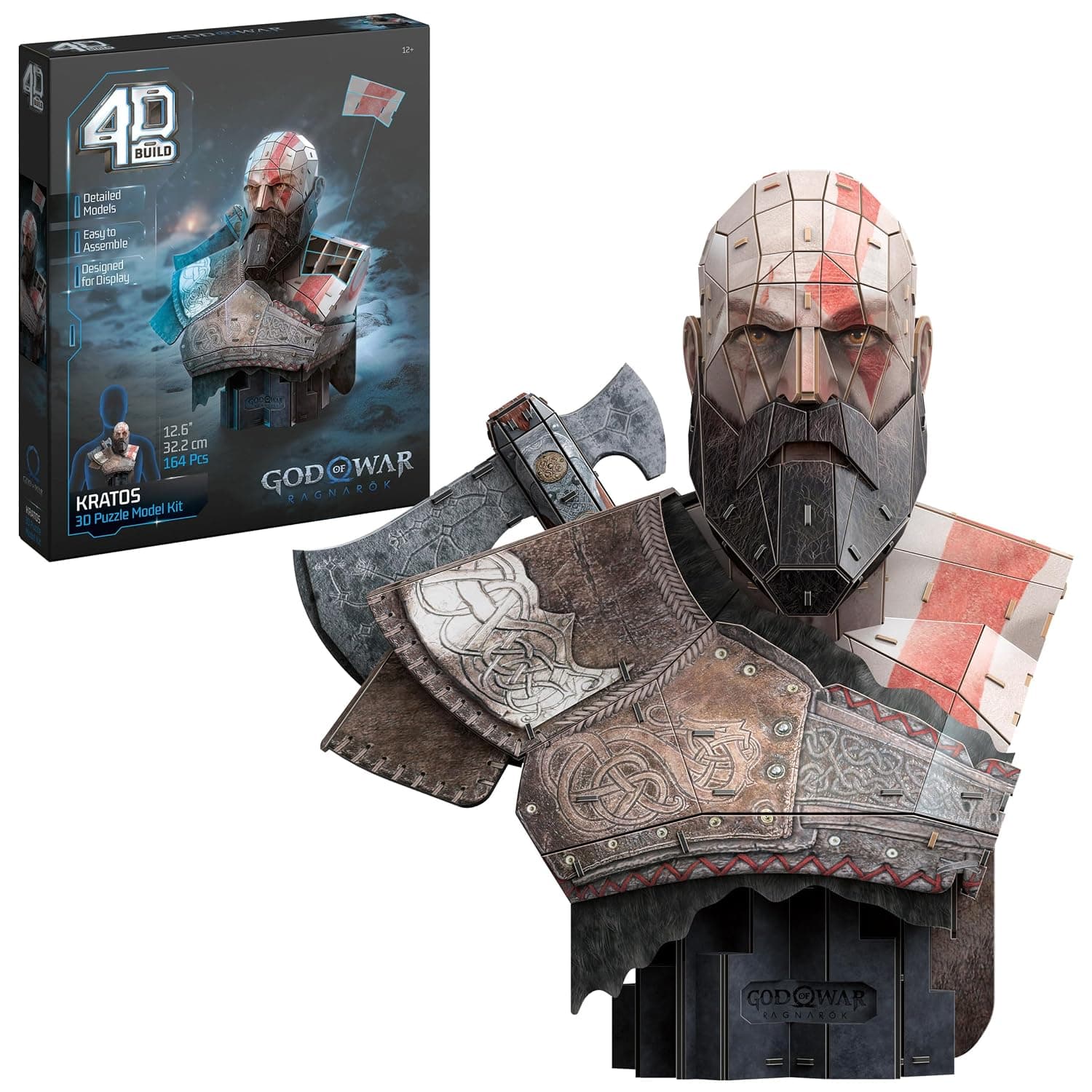 4D Build GodofWar Kratos | 150 Premium EPS Foam Pieces, No Glue Or Tools Required, Build & Display Collectible Hobby Kit Gift For Fans Ages 12+