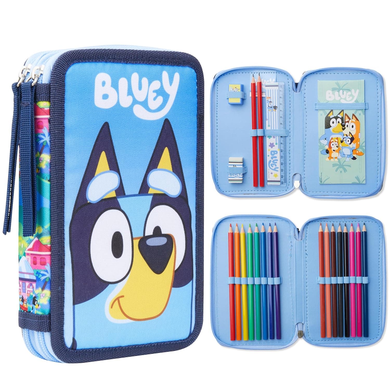 BlueY Large Filled Pencil Case Boys with Stationery Set - Gifts for Children