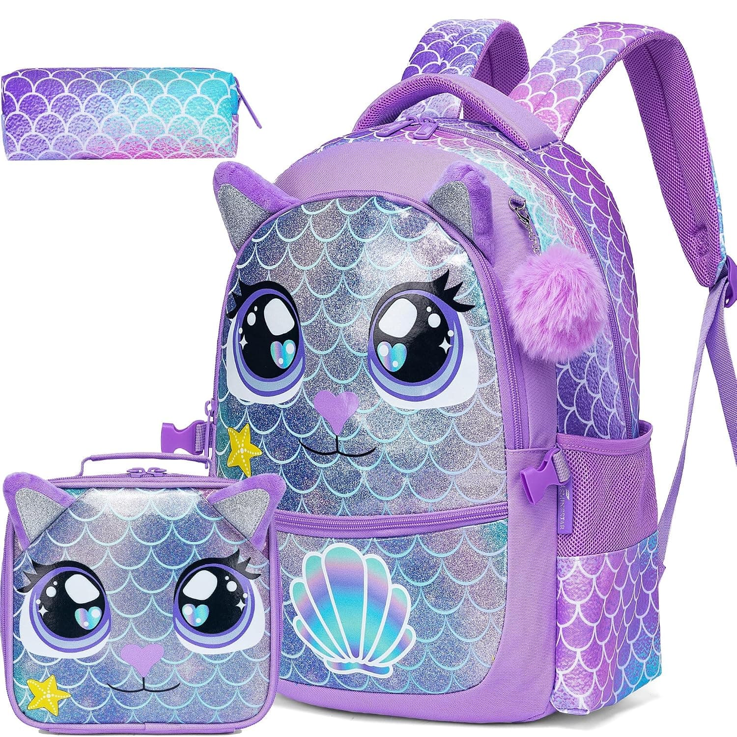 Kids Backpacks for Girls School Bag with Lunch Box School Backpack for Girls Set Cute Bookbag for Kindergarten
