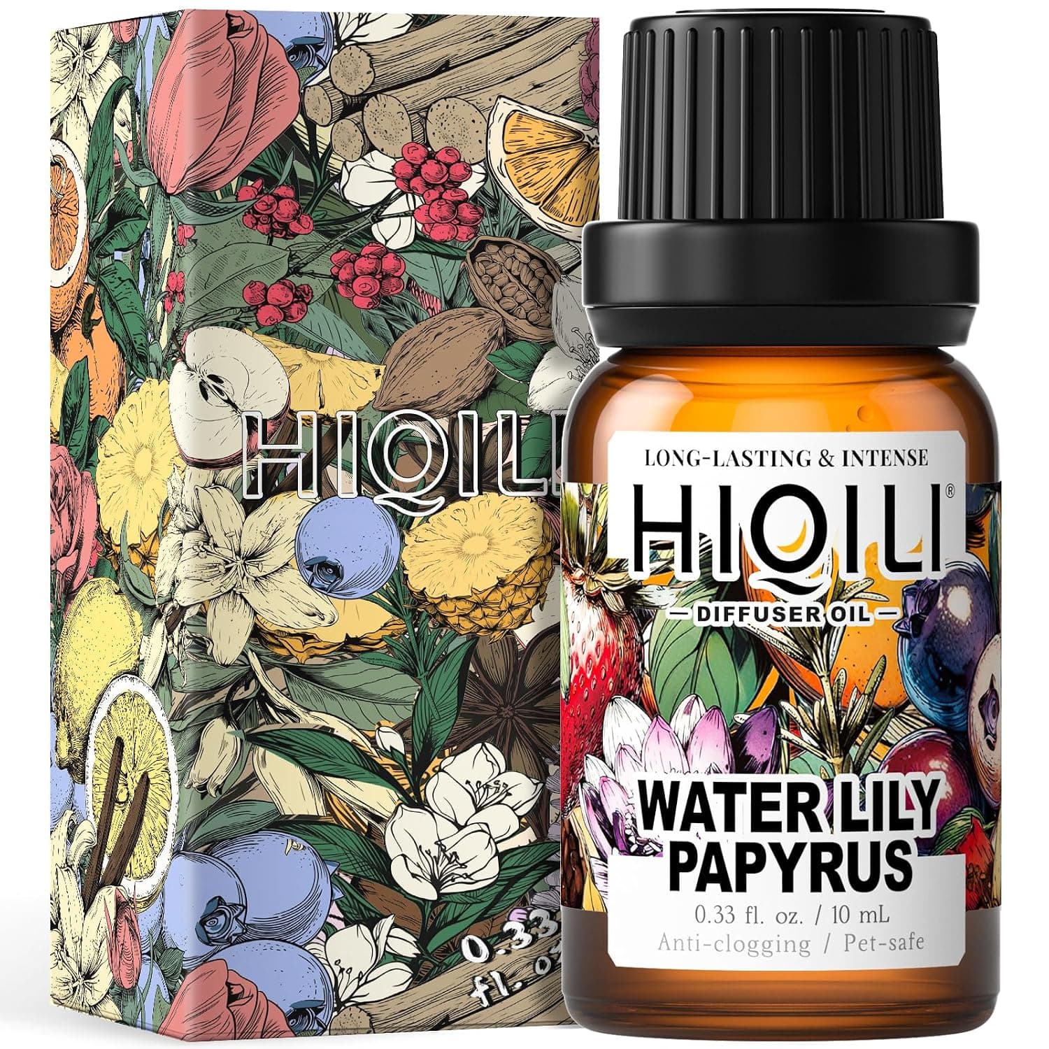 HIQILI Water Lily Papyrus Diffuser Oil for Aromatherapy & Perfume Making | Perfect for DIY Aromatherapy Bath & Home Care, Wide Diffusion, Long Lasting Gentle Pet Safe Scent - 10mL / 0.34 fl.oz