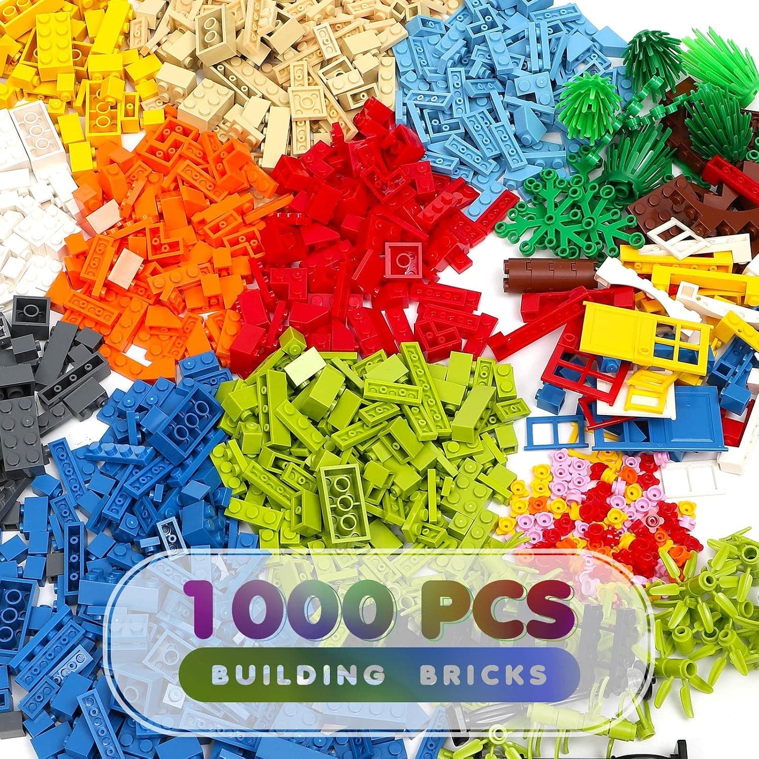Tokokimo Classic Building Blocks, 1000 Pieces Bulk Building Bricks, Basic Building Blocks Refill Packs Compatible with All Major Brands, Inspires Imaginative Play (Baseplate not included)