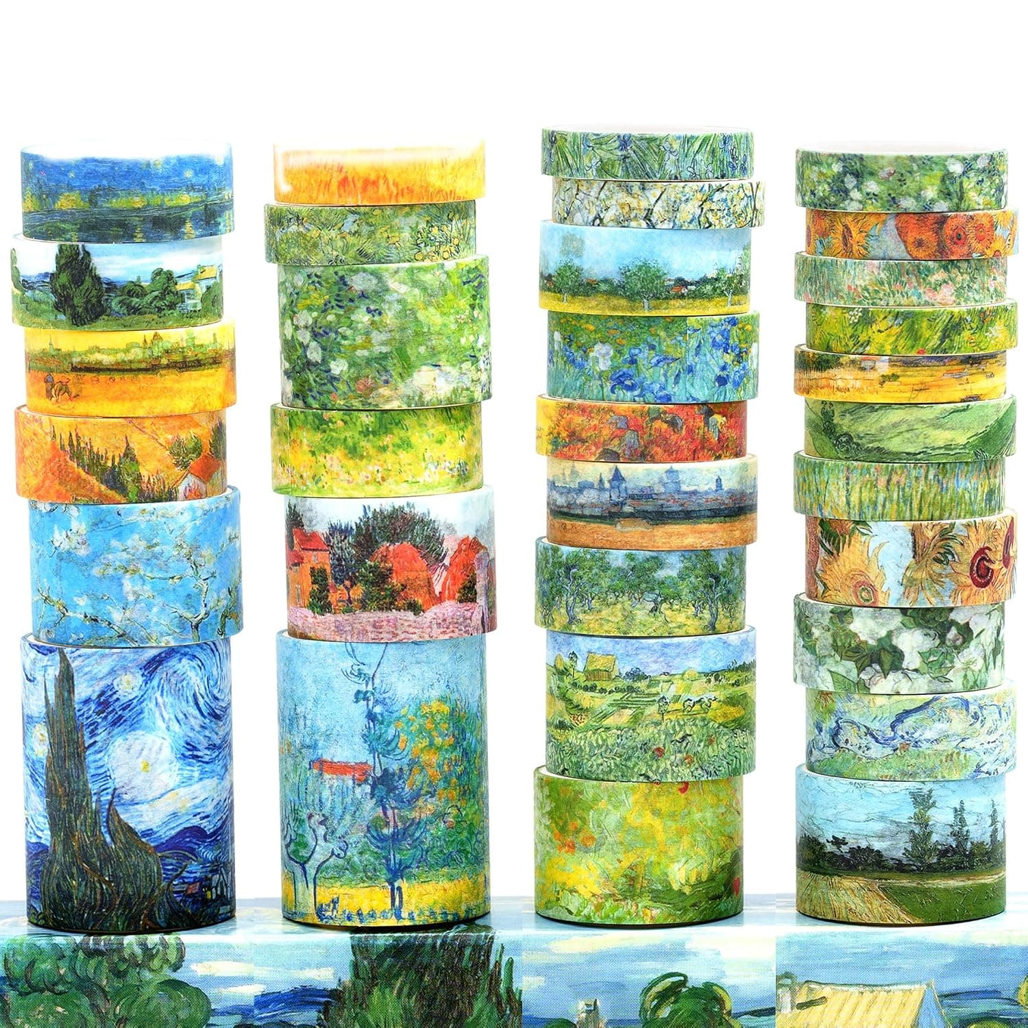 YUBBAEX 32 Rolls Oil Painting Style Washi Tape Set, Art Landscape Masking Tape Aesthetic Vintage Decorative for DIY Crafts, Bullet Journal Supplies, Planners, Scrapbook, Card/Gift Wrapping
