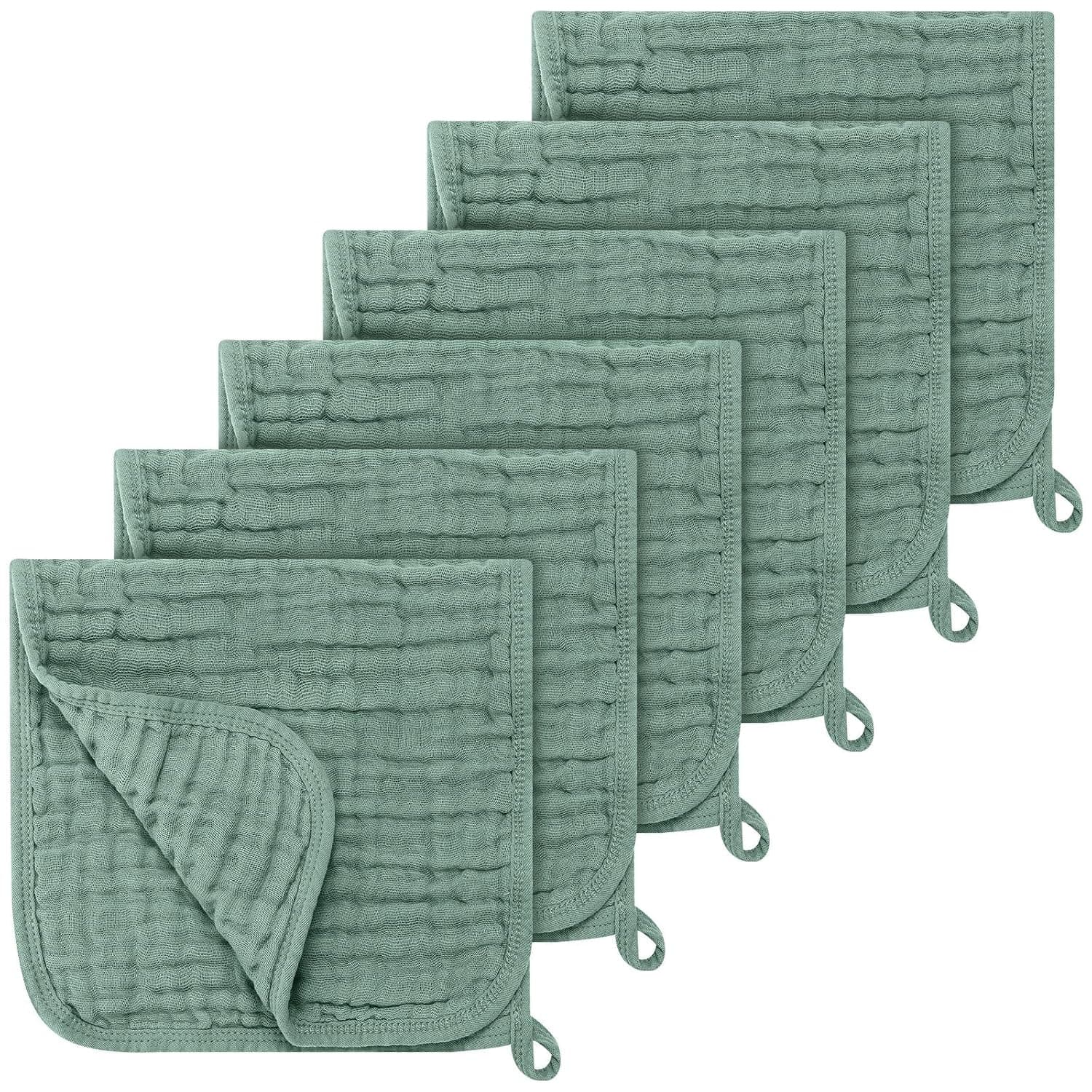 Muslin Burp Cloths, 100% Cotton Baby Burp Rags, Large 20x10 Inch Nursing Cloths, Soft and Absorbent Muslin Cloths for Newborn, Washcloths for Baby Care, Neutral Design for Boys and Girls, 6-Pack