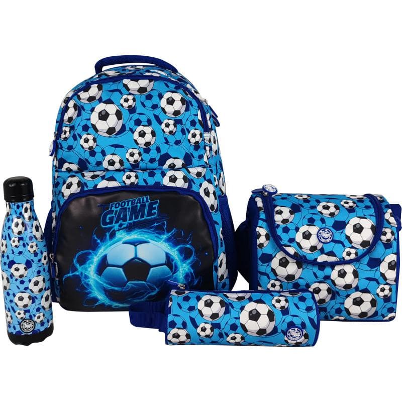 Atrium Football 4-in-1 Backpack with Accessory, Black/Blue