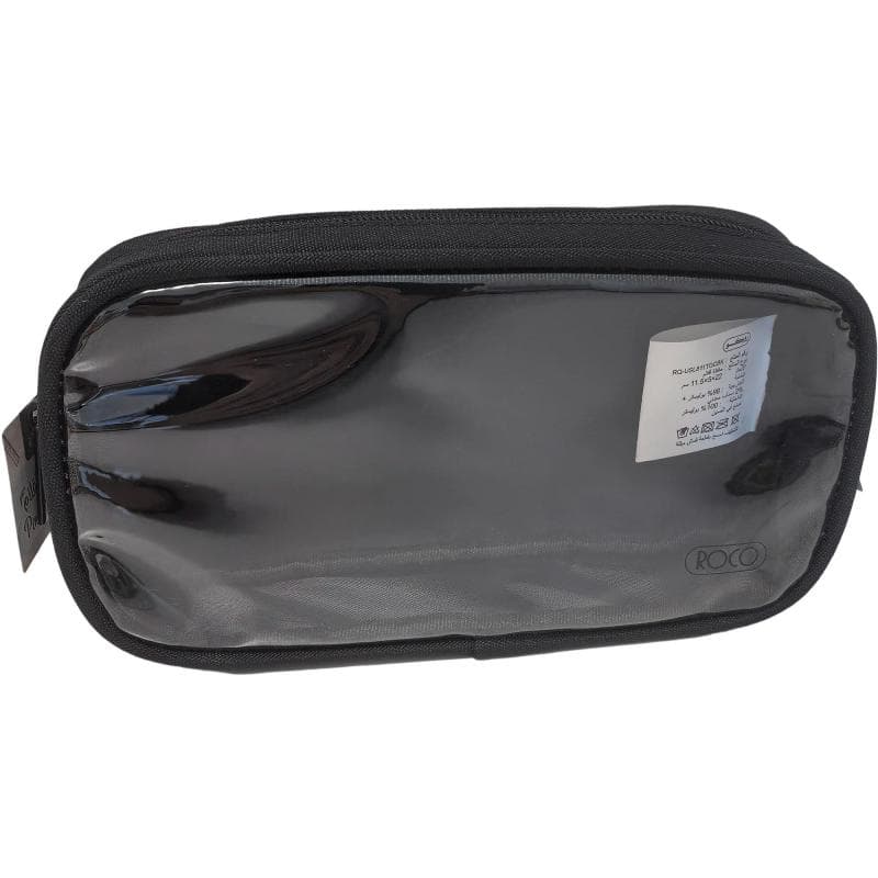 Roco Soft Pencil Case, Clear Window, Plain Color with Print Logo, Black