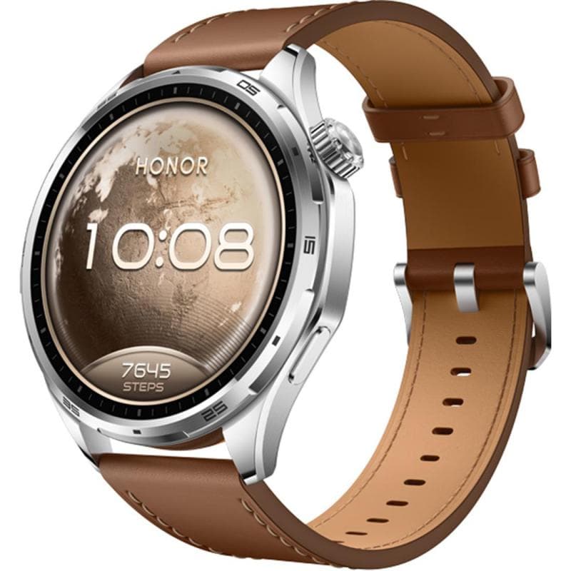 Honor Watch 6 Smartwatch, GPS, 1.46", Brown Stainless Steel + Plastic, Twilight Brown Composite Strap, One Size