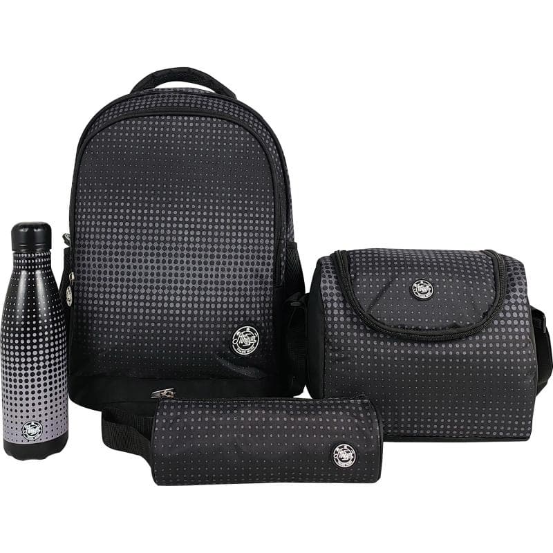 Atrium Abstract 4-in-1 Backpack with Accessory, Black/Grey