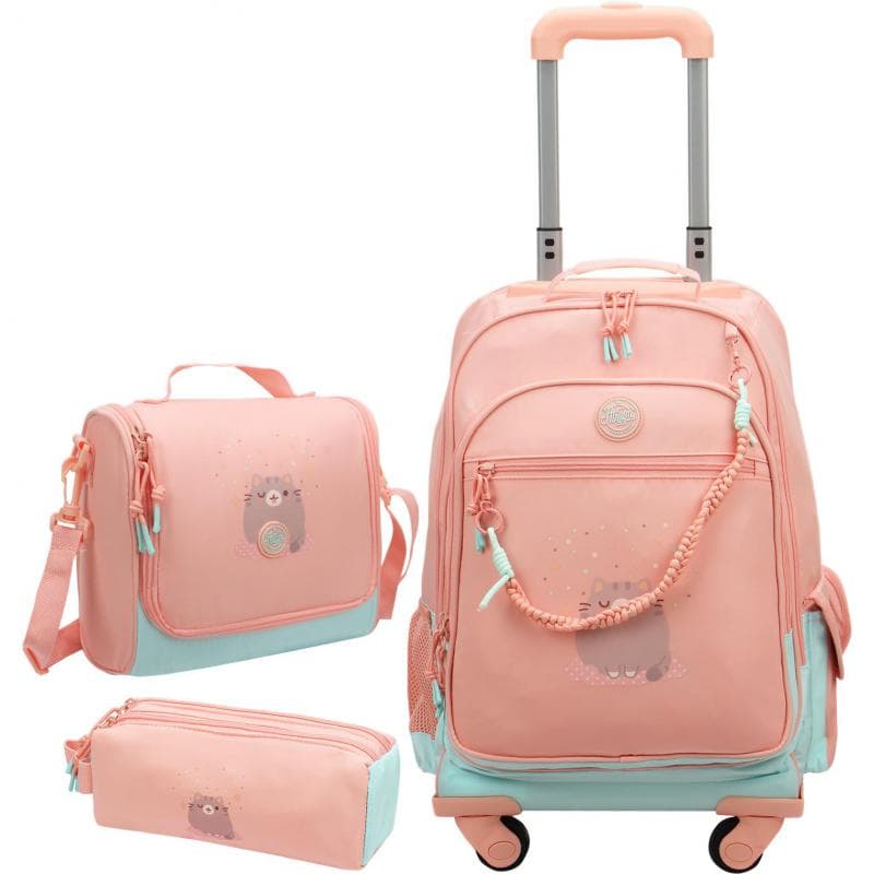 Atrium Active 4-Wheel Trolley Bag with Accessory, for 15.6" (Device), Peach/Teal
