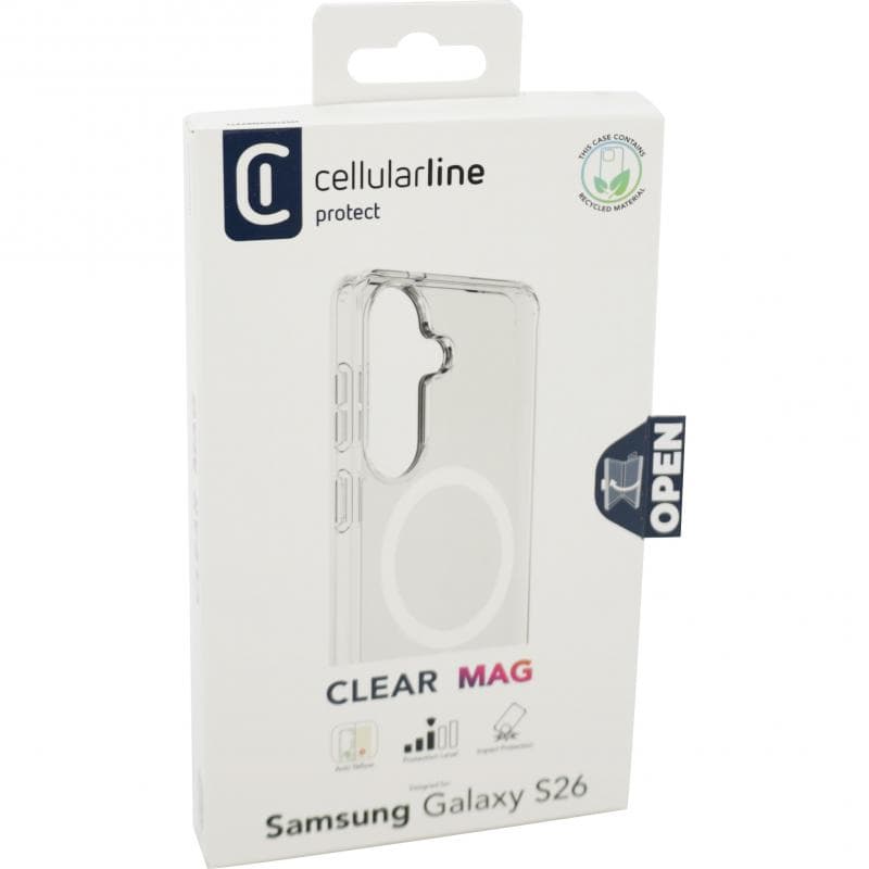 سيليولار لاين كلير ماغ غطاء خلفي للهاتف الذكي مع ماغ سيف لجهاز Samsung Galaxy S26 شفاف