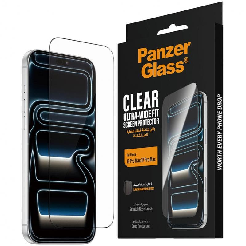 PanzerGlass Ultra-Wide Fit Smartphone Screen Protector, for iPhone 18 Pro Max/iPhone 17 Pro Max, Tempered Glass, Clear