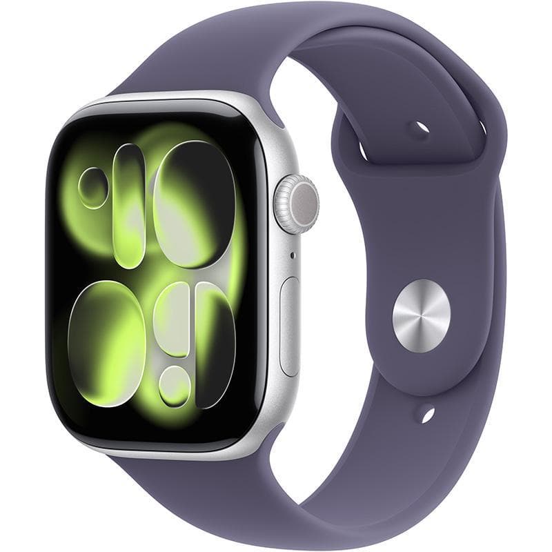 Apple Watch Series 11 46 Smartwatch, GPS, Silver Aluminum Case, Purple Fog Sport Band, Small/Medium