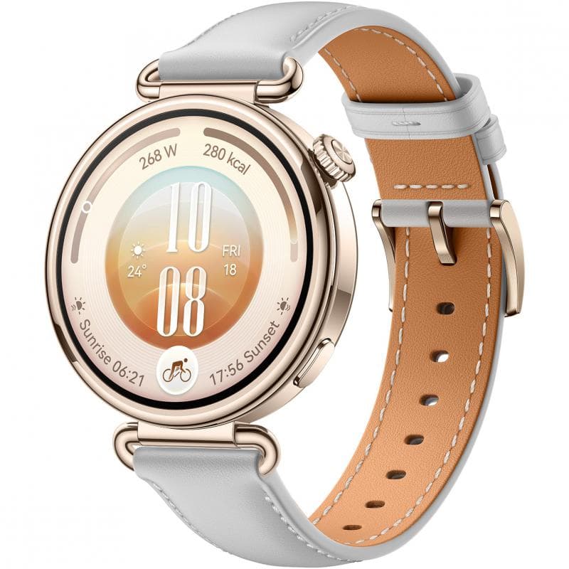 HUAWEI WATCH GT 7 41 Smartwatch, GPS, 1.32", Gold Stainless Steel Case, Grey Composite Leather Strap, One Size