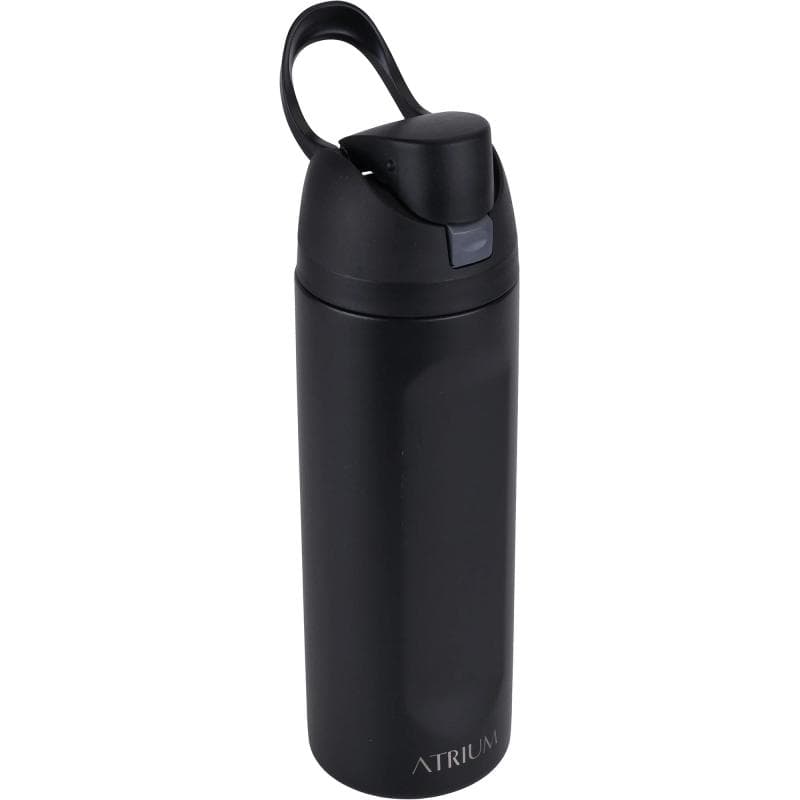 اتريوم كوب زجاجة ماء من الفولاذ المقاوم للصدأ مع شفاطة وغطاء بزر ضغط وقفل بارد 710.00 ml ( 1.25 pt ) اسود