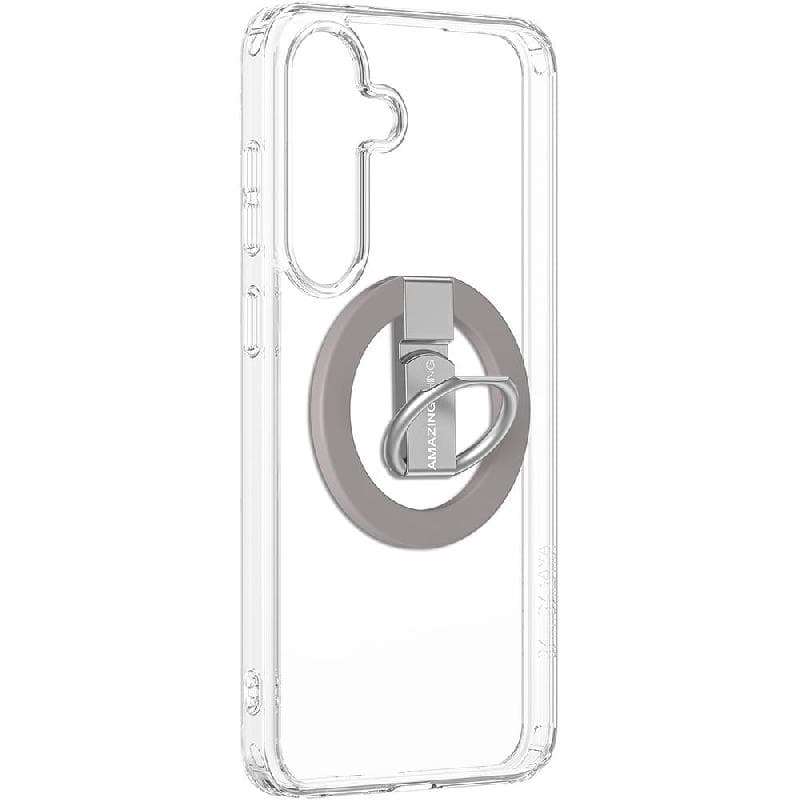 Amazing Thing MINIMAL Mag Grip Back Cover Mobile Case, for Samsung Galaxy S25, Clear