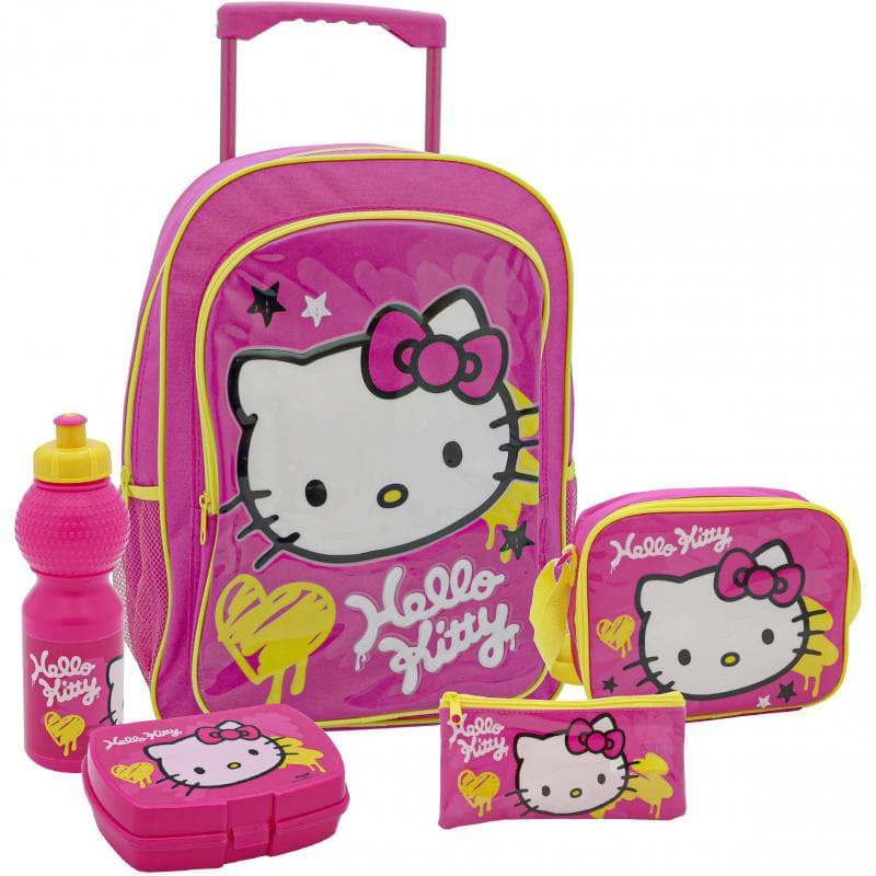 Sanrio Hello Kitty 5-in-1 Value Set Trolley Bag with Accessory, Pink