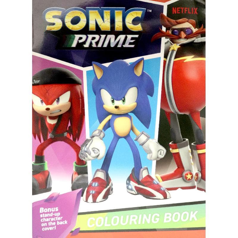 Sonic The Hedgehog Prime: Colouring Book (Netflix) - Bonus Stand-up Character on The >Back Cover!