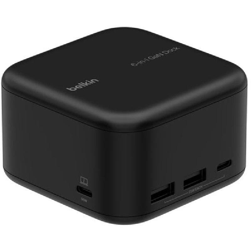 بيلكن كونكت يو اس بي سي 6 في 1 محطة متعددة المنافذ سي-يو اس بي 6 منافذ (HDMI 2.0/2X USB-A 3.2/2X USB-C (PD 3.0/3.2)/RJ-45) اسود