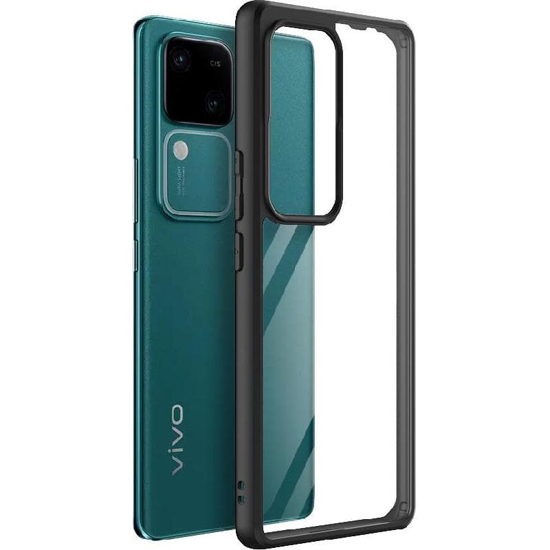 اراري دوبل غطاء خلفي للهاتف الذكي متوافق مع فيفو V30 5 جي أسود/شفاف
