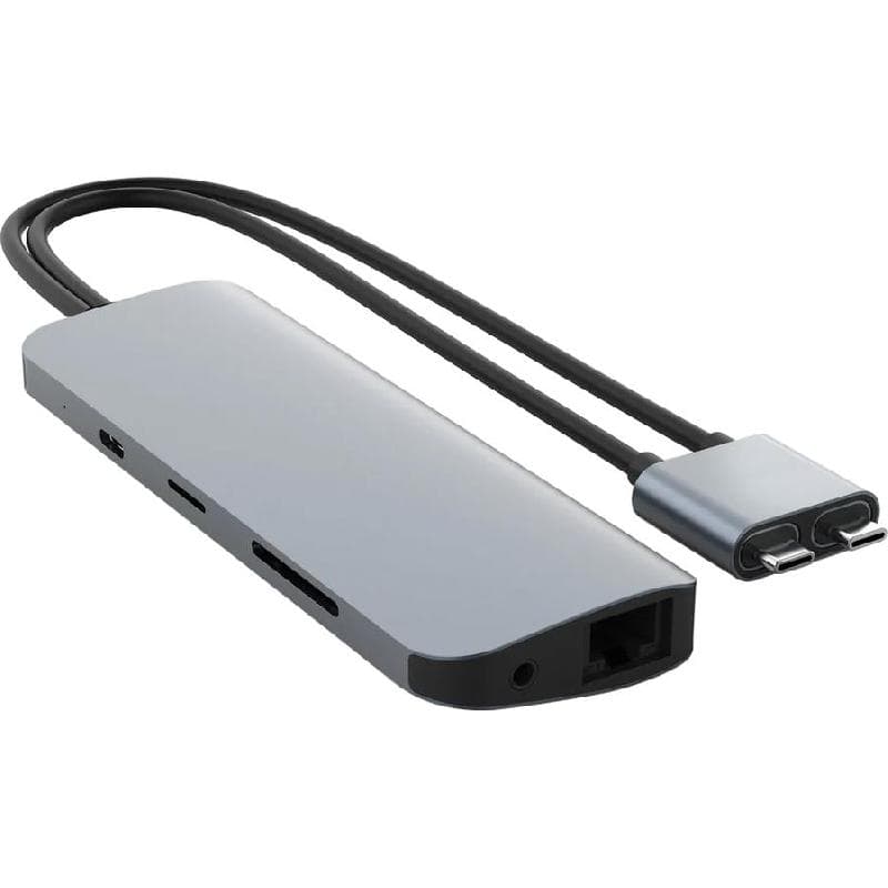 هايبر هايبر درايف فايبر محطة متعددة المنافذ سي-يو اس بي 10 2) منافذX HDMI/USB-C/3X USB-A/SD/Micro SD/RJ-45/3.5 mm منفذ صوت) رمادي