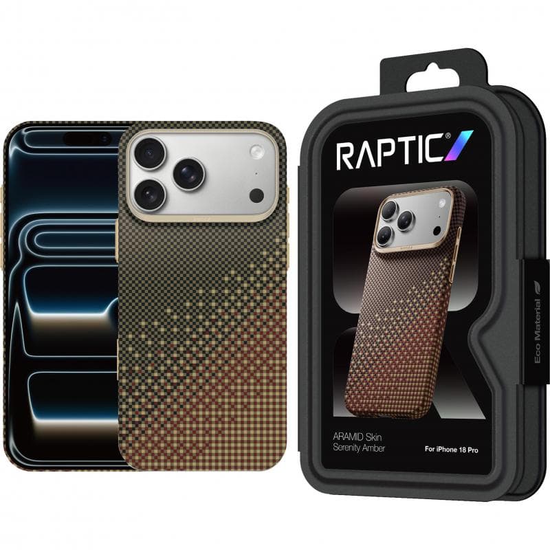 Raptic Aramid Skin Back Cover Mobile Case with MagSafe, for iPhone 18 Pro, Amber