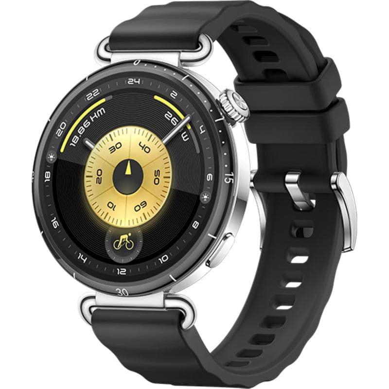 HUAWEI Watch GT 6 41 Smartwatch, GPS, 1.32", Steel Stainless Steel Case, Black Fluoroelastomer Strap, One Size