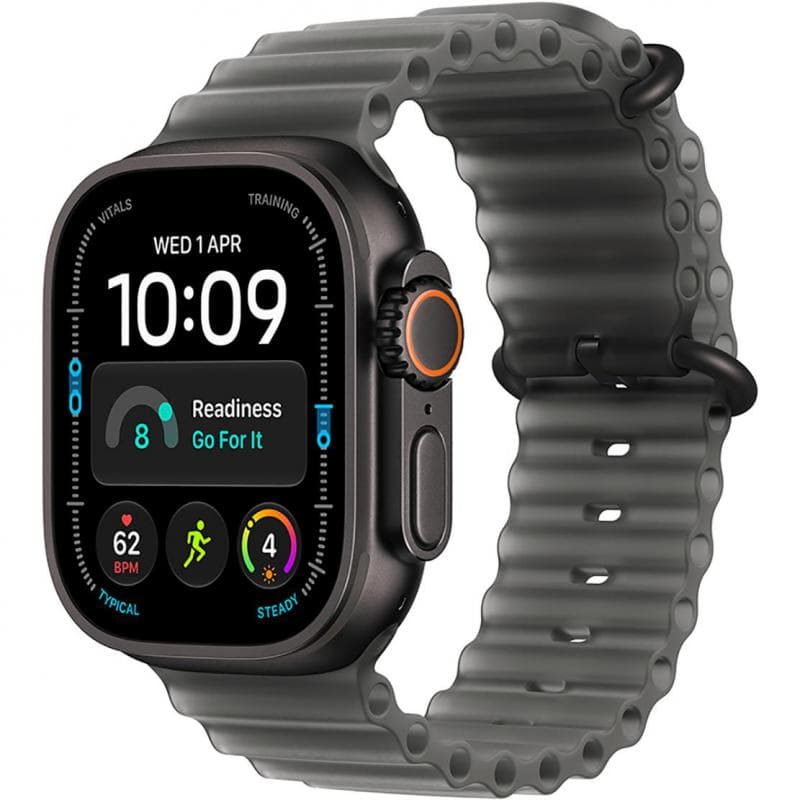 Apple Watch Ultra 4 Smartwatch, GPS + Cellular, Black Titanium Case, Translucent Black Ocean Band, One Size