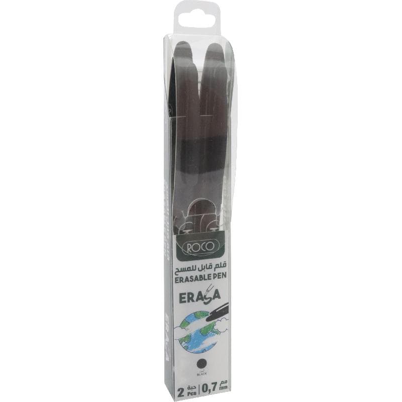 روكو قلم قابل للمحو أسود لون الحبر 0.7 MM رأس حبر كروية قطعتان