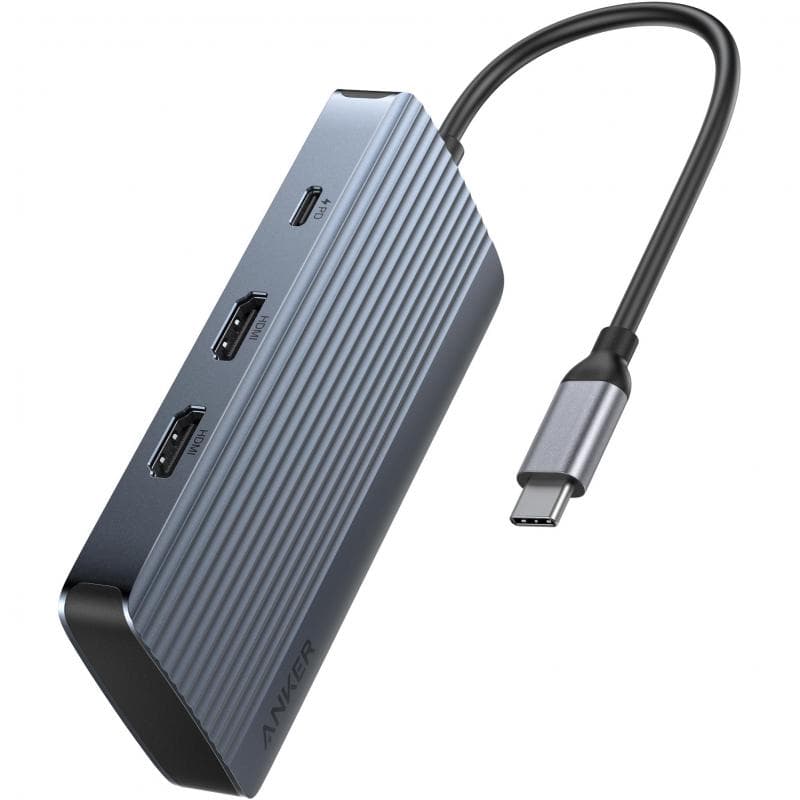 انكر 7 في 1 موزع يو اس بي سي-يو اس بي 7 4) منافذX USB-A/2X HDMI/USB-C) رمادي
