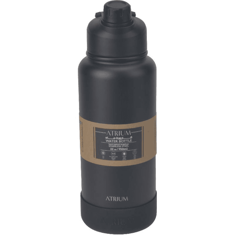 اتريوم قارورة ماء في 2 زجاجة ماء معزولة من الفولاذ المقاوم للصدأ بغطاء 1 بارد 950.00 ml ( 1.67 pt ) اسود
