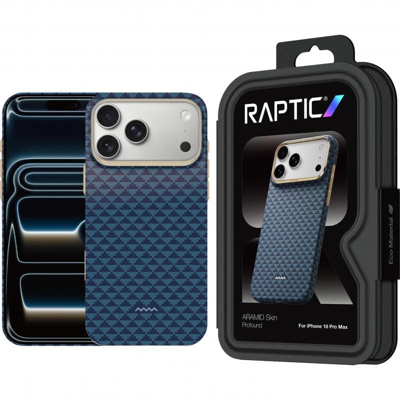 Raptic Aramid Skin Profound Back Cover Mobile Case with MagSafe, for iPhone 18 Pro Max, Dark Slate Gray