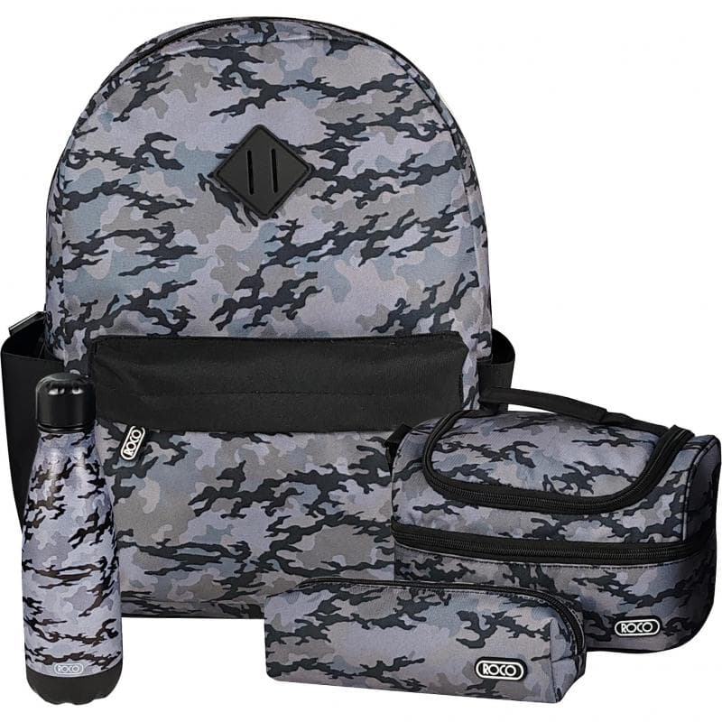 Roco Camouflage Backpack with Accessory, Grey/Black