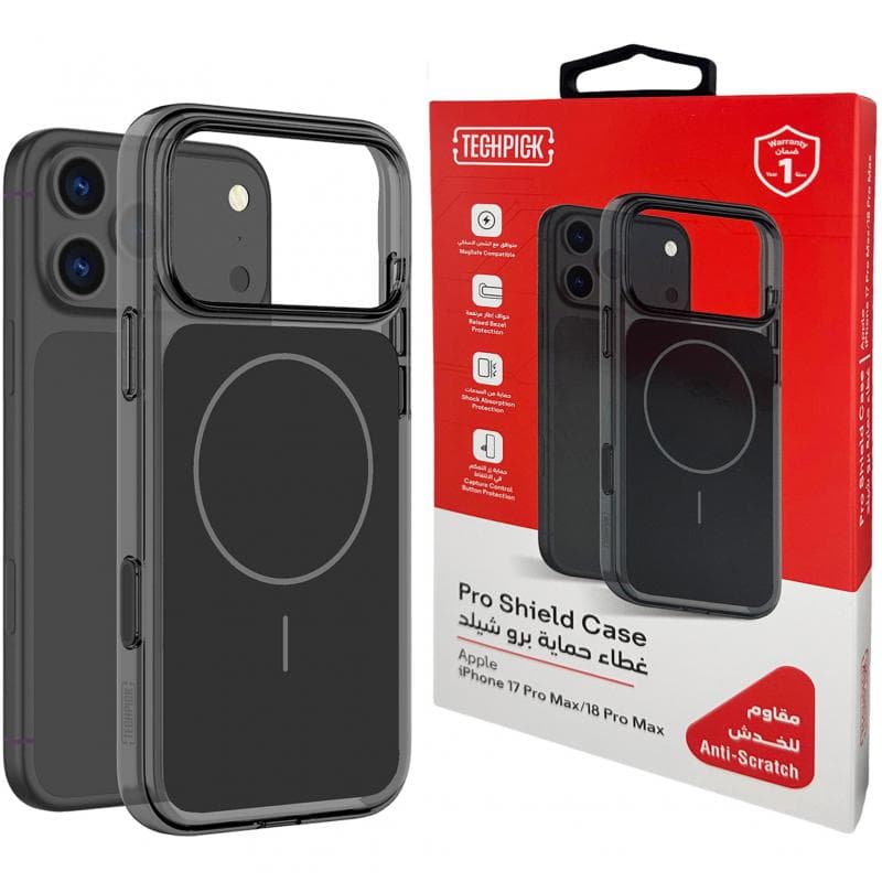Techpick Pro Shield Back Cover Mobile Case with MagSafe, for iPhone 18 Pro Max/iPhone 17 Pro Max, Black