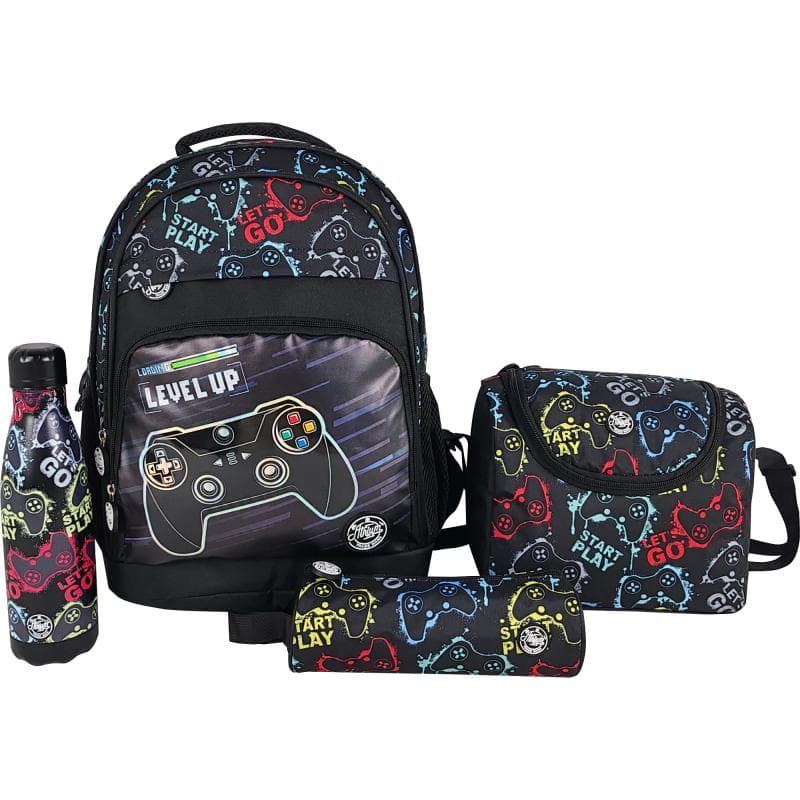 Atrium Gaming 4-in-1 Backpack with Accessory, Black/Multi-Color
