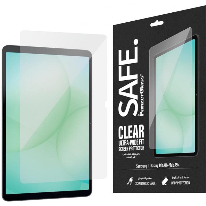 بانزر جلاس وايد فيت-سيف الترا واقي شاشة كمبيوتر لوحي لاجهزة Samsung Galaxy Tab A11+ / Galaxy Tab A9+ زجاج سوبر+، ملاءمة قياسية