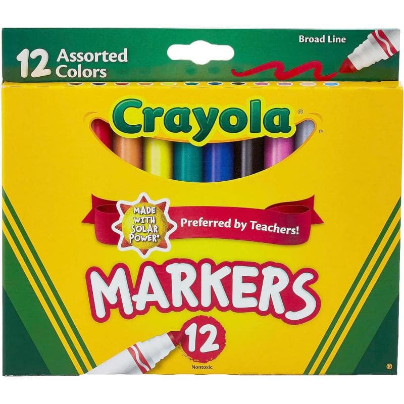 Crayola Broad Line Color Marker (Washable), Assorted Color, 12 Colors