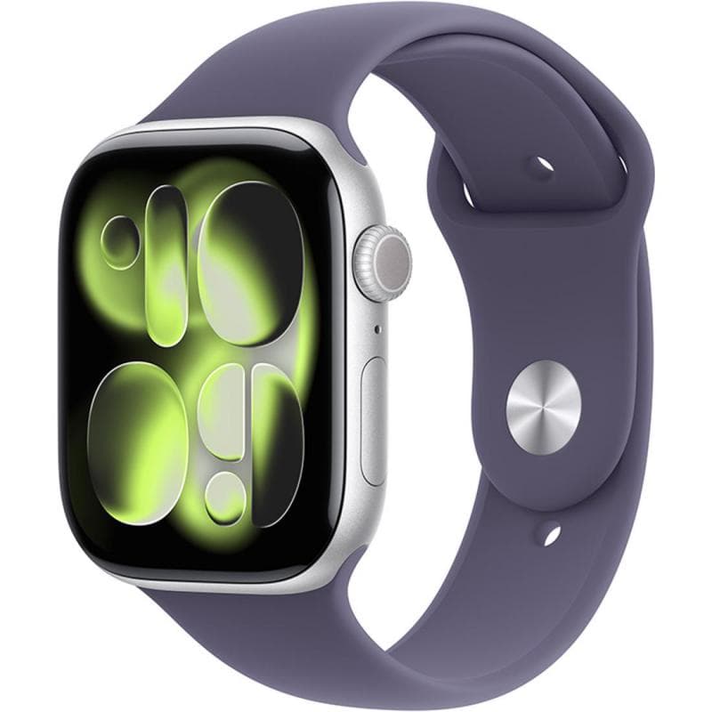 Apple Watch Series 11 42 Smartwatch, GPS + Cellular, Silver Aluminum Case, Purple Fog Sport Band, Medium/Large
