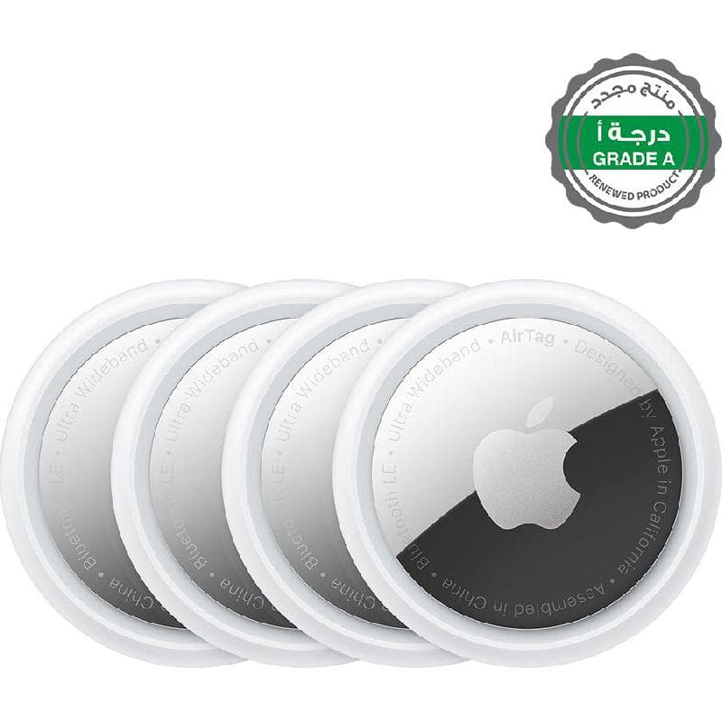 Renewed Grade A Apple AirTag 4-pack Multi-function Item Locator, for iPhone/iPad, White