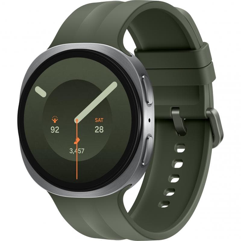 Samsung Galaxy Watch9 44 Smartwatch, GPS, 1.47", Silver Aluminum Case, Olive Sport Band, One Size