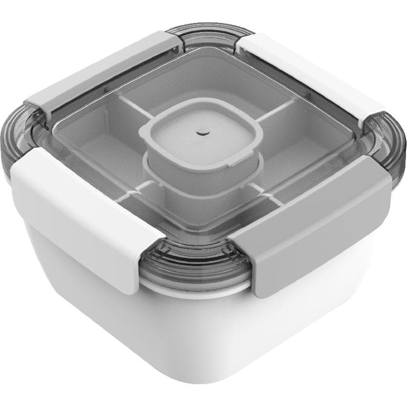 Lunch Box, Square - Push and Pull, Grey/White