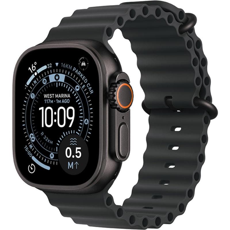Apple Watch Ultra 3 Smartwatch, GPS + Cellular, Black Titanium Case, Black Ocean Band, One Size