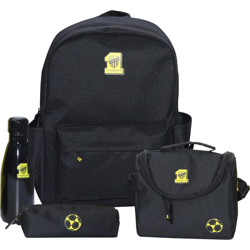 Al Ittihad Club Al Ittihad Club 4-in-1 Backpack with Accessory, Black/Yellow