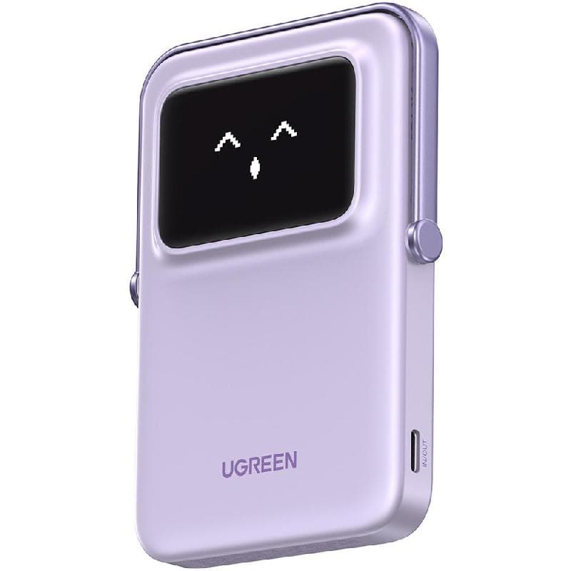 UGREEN Uno Magnetic Wireless Power Bank 5000 mAh, PD Fast Charging, 5000 mAh, Single USB-C (I/O Charging), Violet