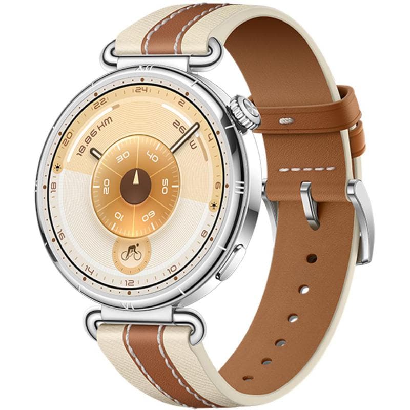 HUAWEI Watch GT 6 41 Smartwatch, GPS, 1.32", Steel Stainless Steel Case, Brown Composite Leather Strap, One Size