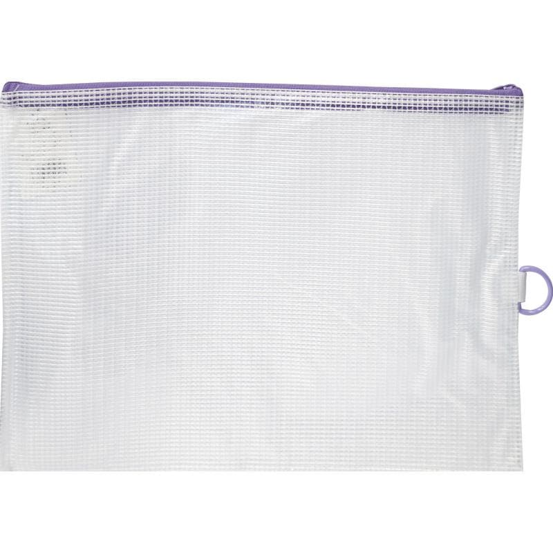 Roco Zip Pouch, A4, Single Pocket, Purple, Mesh Zipper Pouch