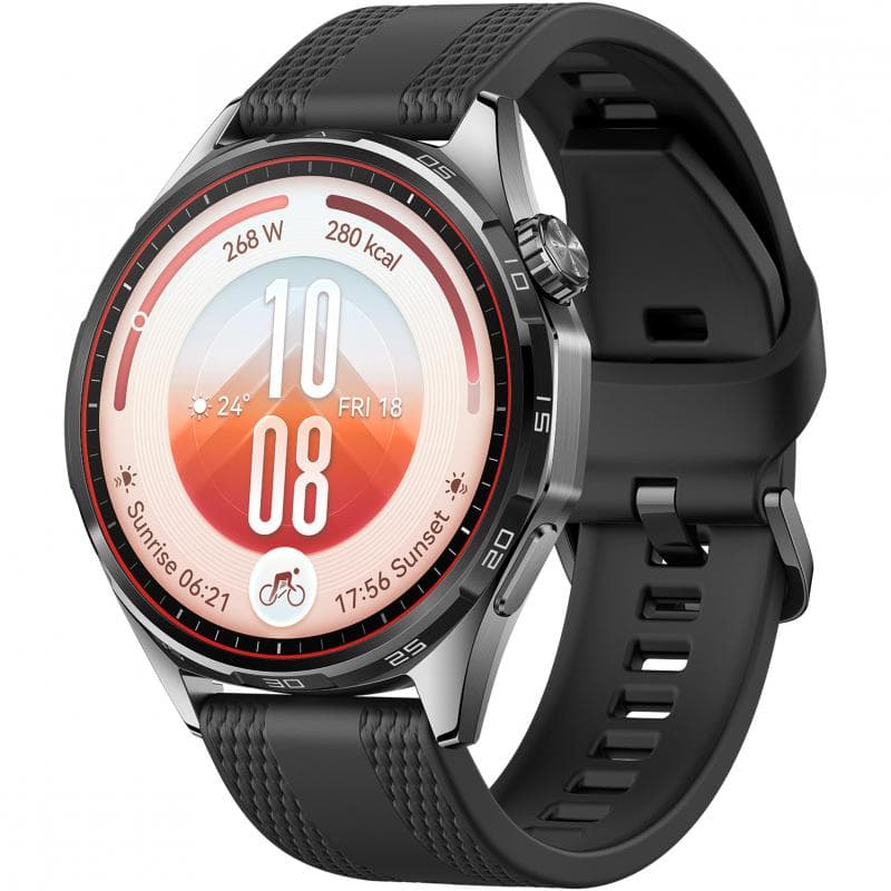 HUAWEI Watch GT 7 46 Smartwatch, GPS, 1.47", Black Stainless Steel Case, Black Fluoroelastomer Strap, One Size