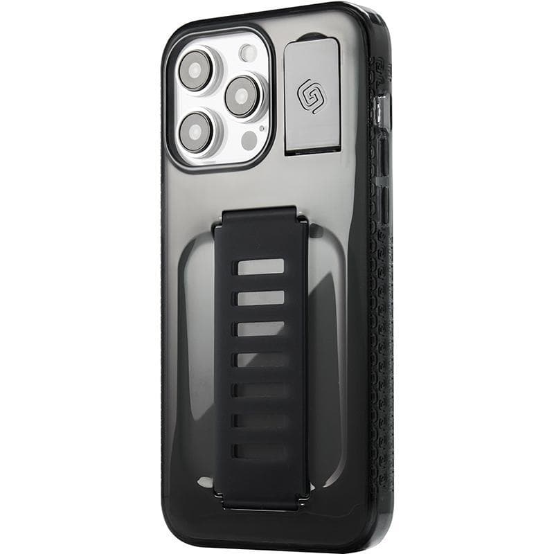 Grip2u Boost Back Cover Mobile Case with Strap, for iPhone 15 Pro, Smoky